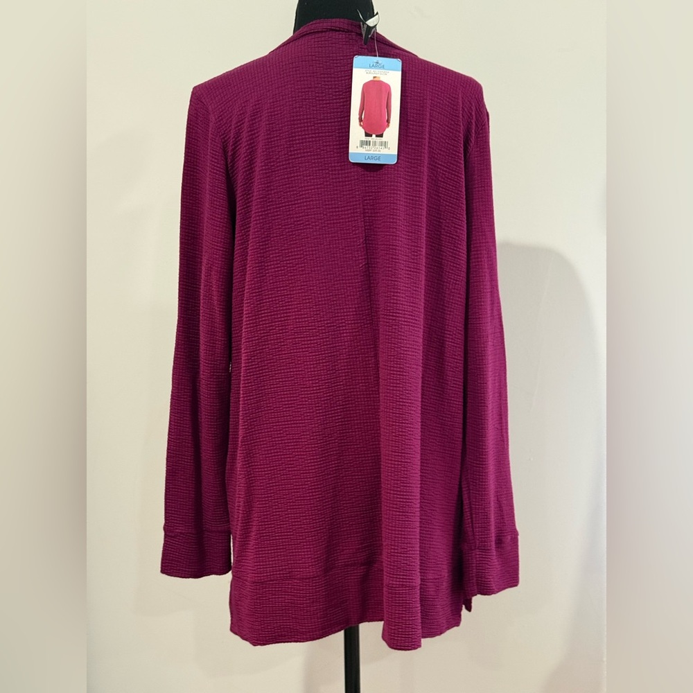 New Adrianna Papell L V-Neck Long Sleeve Sweater in Purple 019 - Picture 3 of 8